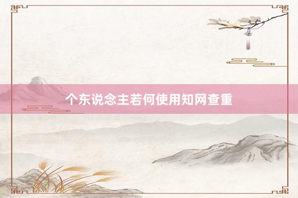 个东说念主若何使用知网查重