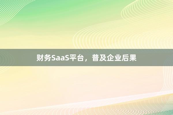 财务SaaS平台，普及企业后果